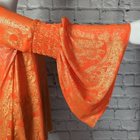 MICHAEL KORS Poppy Gold SAMARA Bell Sleeve V Neck Blouse, Women's Small - Picture 7 of 12